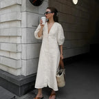 Selene Retro Puff Sleeve Maxi Dress