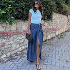 Elise Chic Denim Sarong Skirt