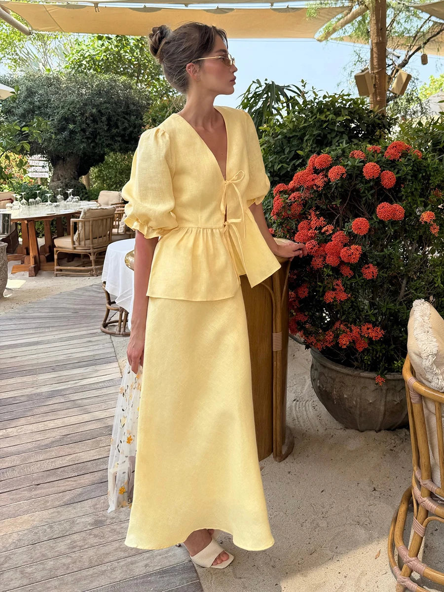 Aria Casual Cotton Skirt Set