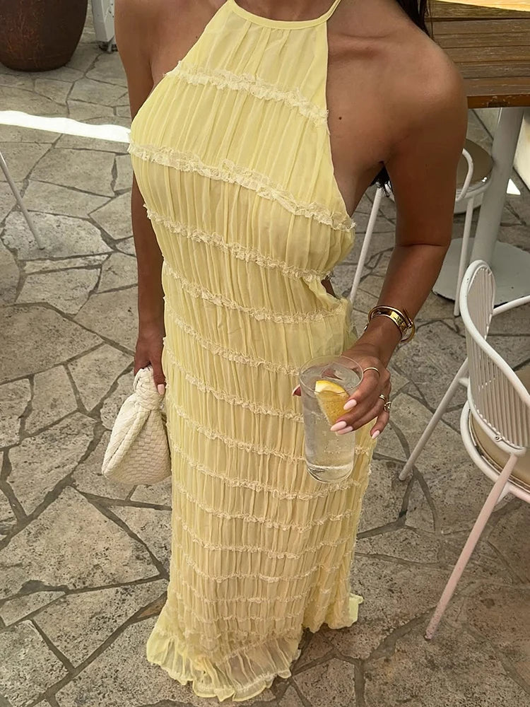 Selene Halter Ruffle Dress