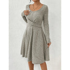 Isabella Ribbed Knit Flare Midi Dress