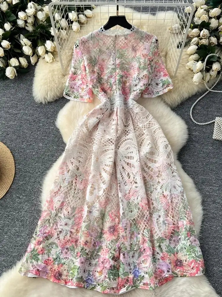 Camille Vintage Lace Midi Dress