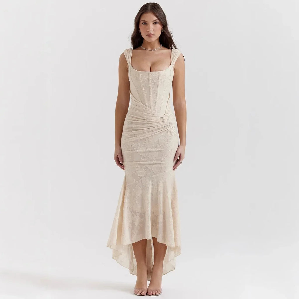 Mia Lace Detail High-Low Dress