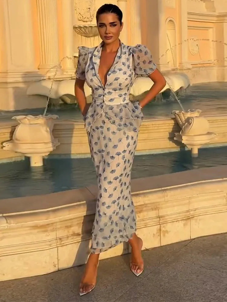 Maribel Chiffon Print Shirt & Skirt Set