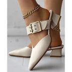 Maribel Buckle Pointed-Toe Heel Sandal