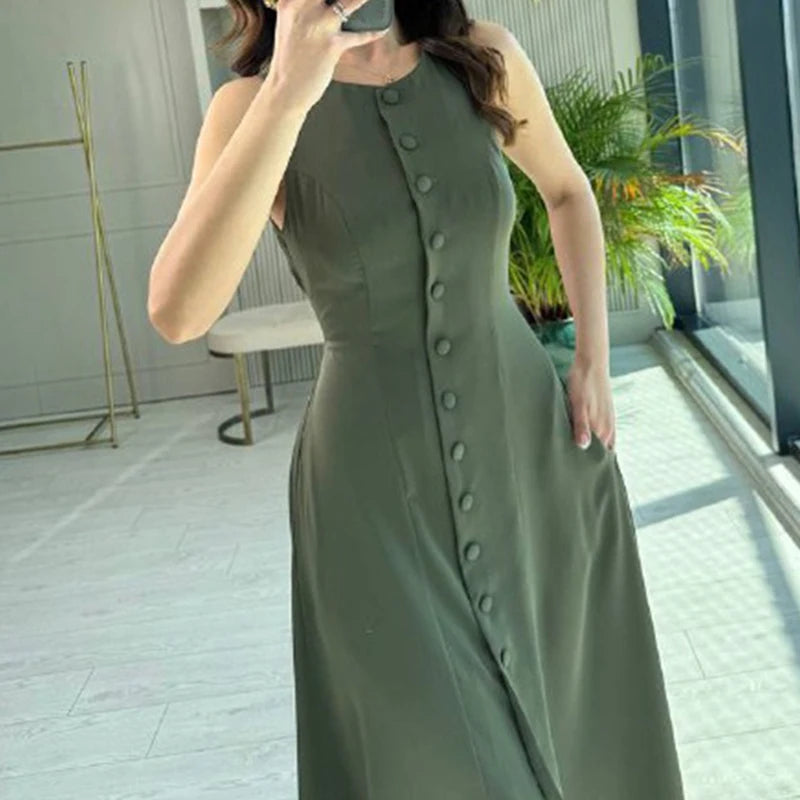 Evelisse Buttoned Long Dress