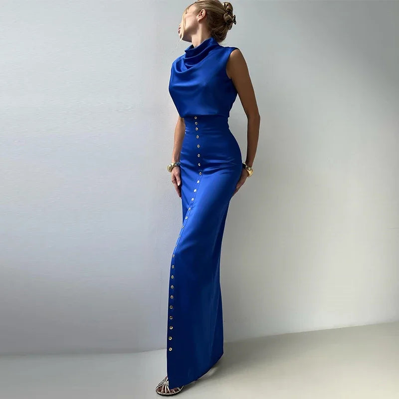 Serena Draped Satin Two-Piece