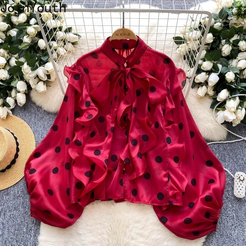 Elise Ruffle Dot Blouse