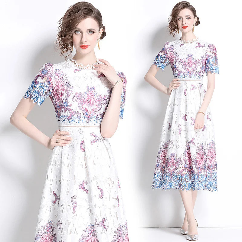 Camille Vintage Lace Midi Dress