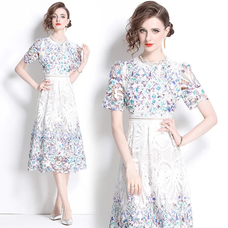 Camille Vintage Lace Midi Dress