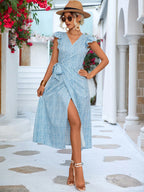 Lillian Ruffle Wrap Midi Dress