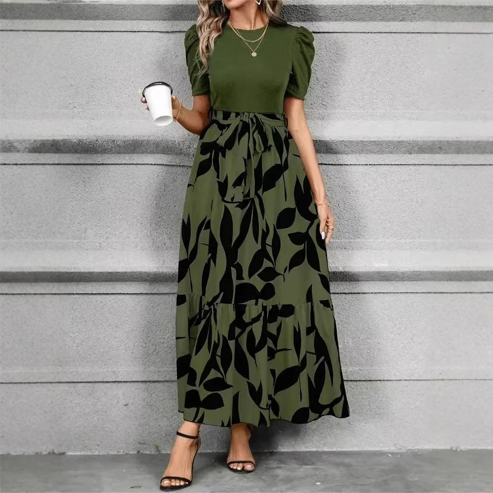Mia Leaf Print Maxi Dress
