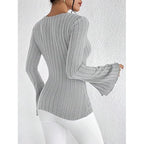 Ella Ribbed Flare Sleeve Knit Top