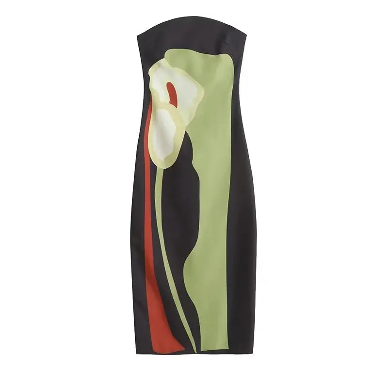 Isabella Abstract Strapless Maxi Dress