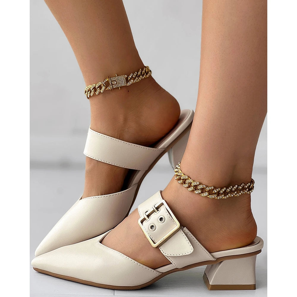 Maribel Buckle Pointed-Toe Heel Sandal