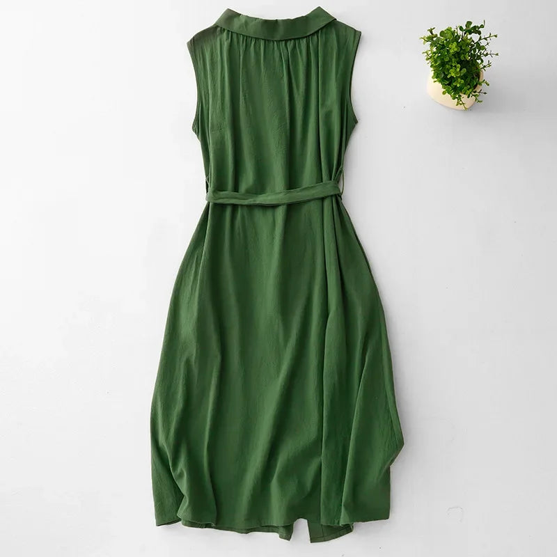 Mae Belted Button-Front Dress