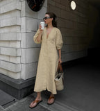 Selene Retro Puff Sleeve Maxi Dress