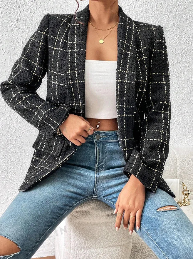 Vivienne Plaid Double-Breasted Blazer