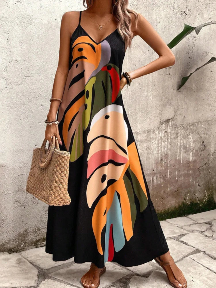Lila Elegant Floral Suspender Dress
