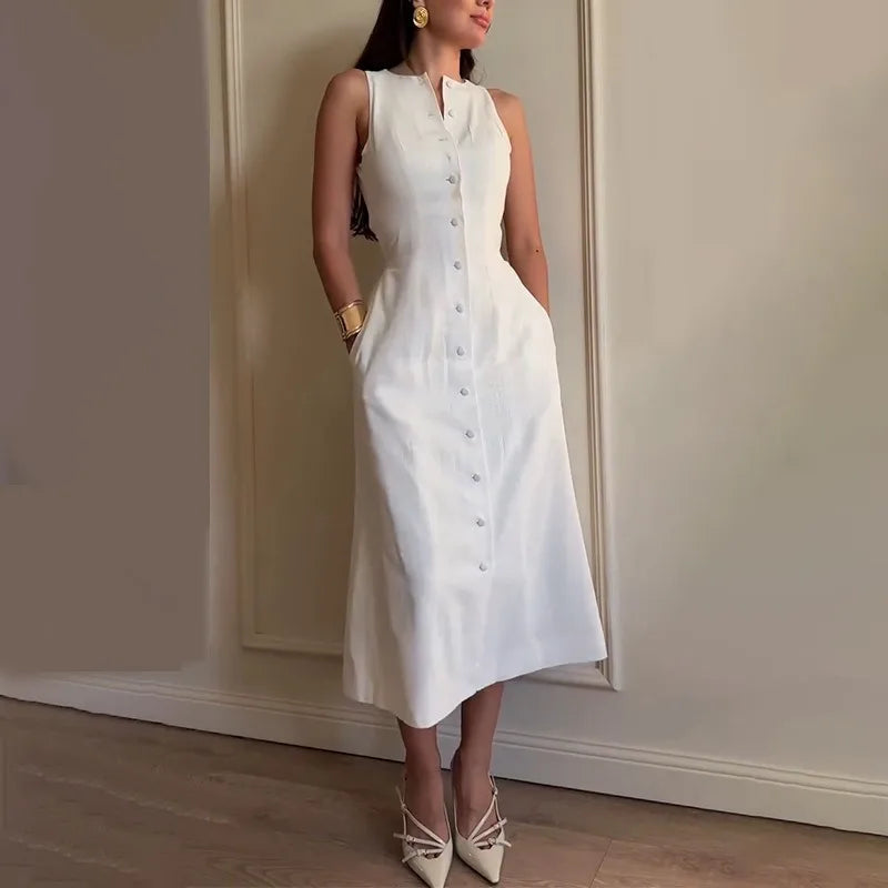 Evelisse Buttoned Long Dress