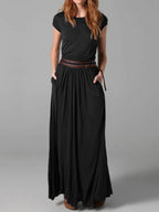 Lydia Pocketed Maxi Belted Dress