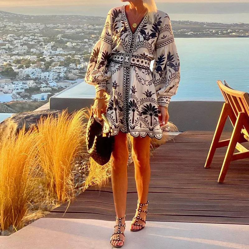 Isabelle Elegant Printed A-Line Dress