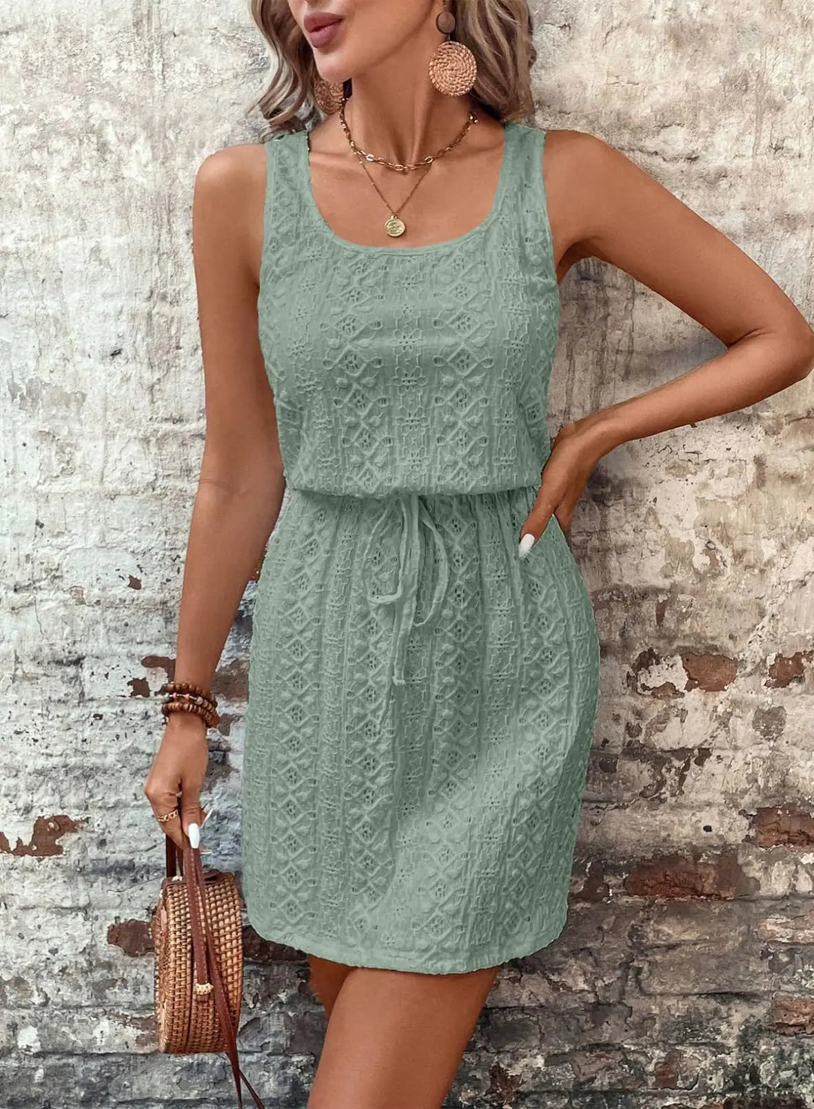 Sophie Textured Tie-Waist Dress