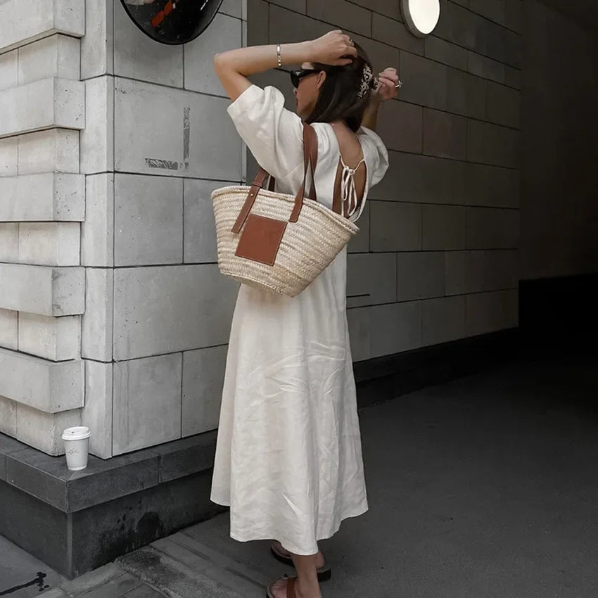 Selene Retro Puff Sleeve Maxi Dress