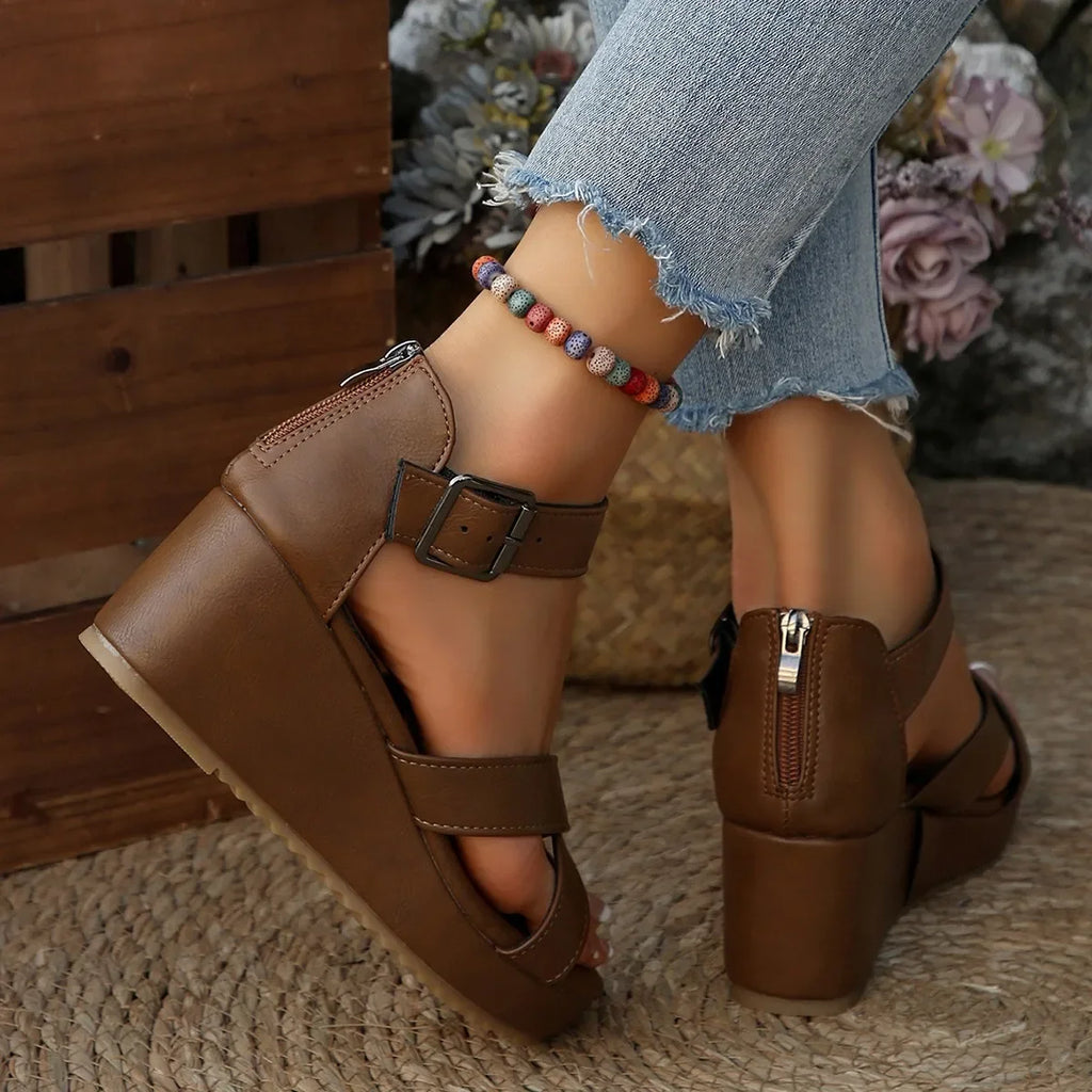 Nadine Comfort Cross-Strap Wedge