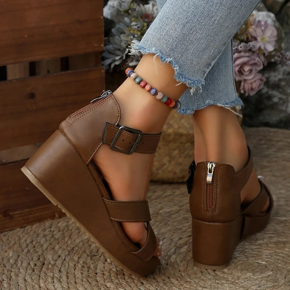 Nadine Comfort Cross-Strap Wedge
