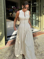 Vivienne Pleated V-Neck Maxi