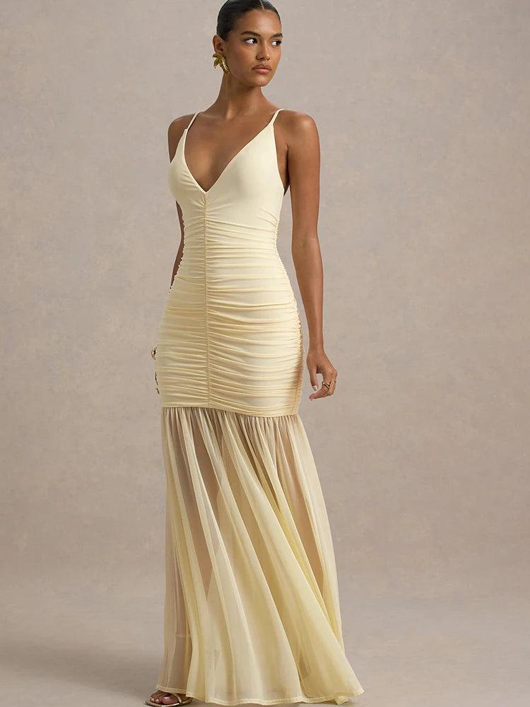 Marivelle V-Neck Ruched Dress
