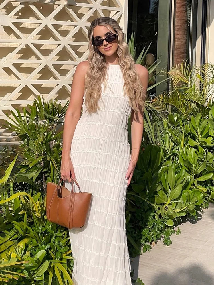 Selene Halter Ruffle Dress