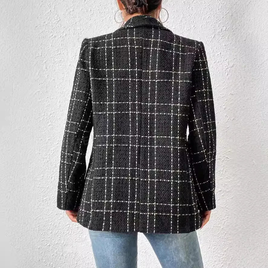 Vivienne Plaid Double-Breasted Blazer