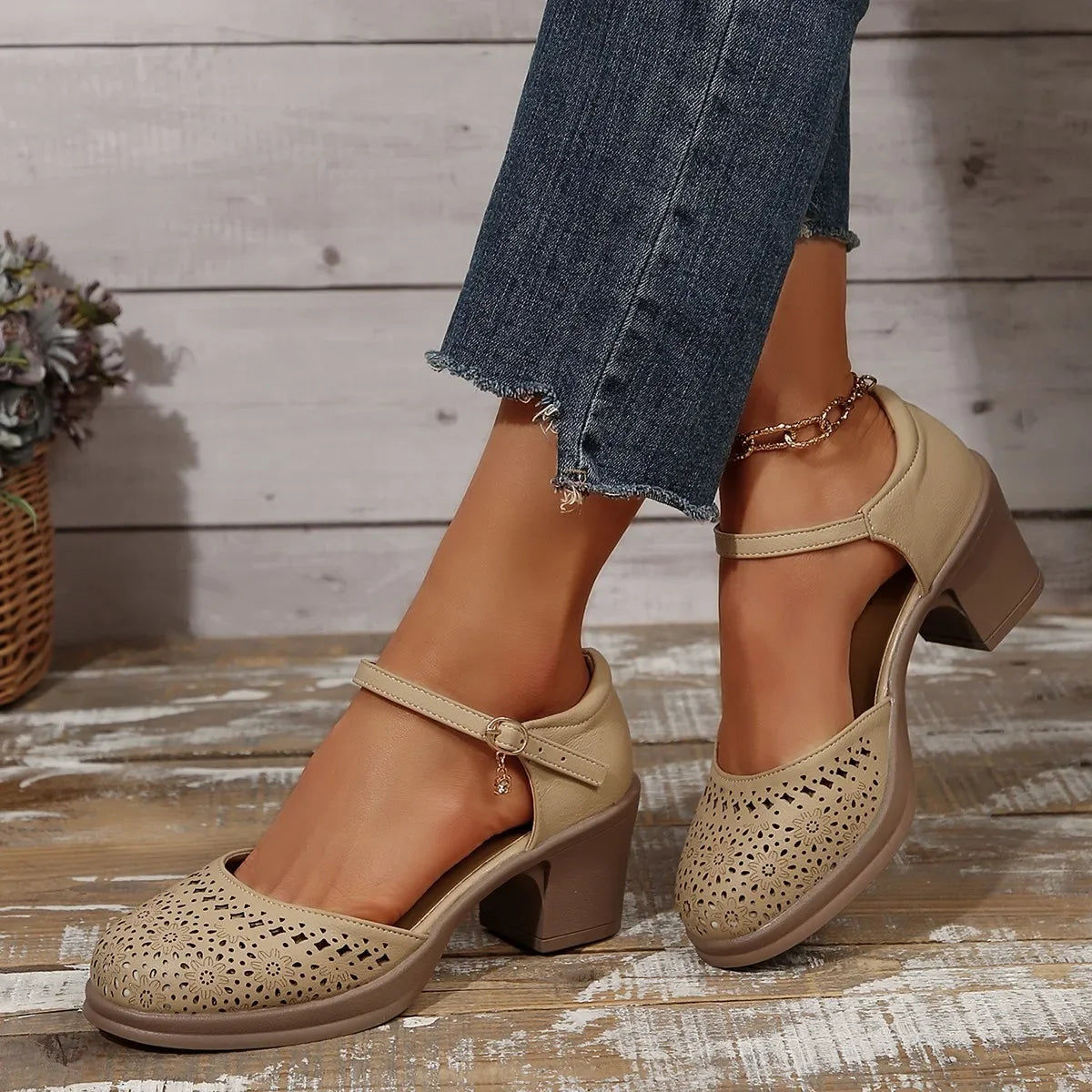 Sienna Hollow Strap Heels