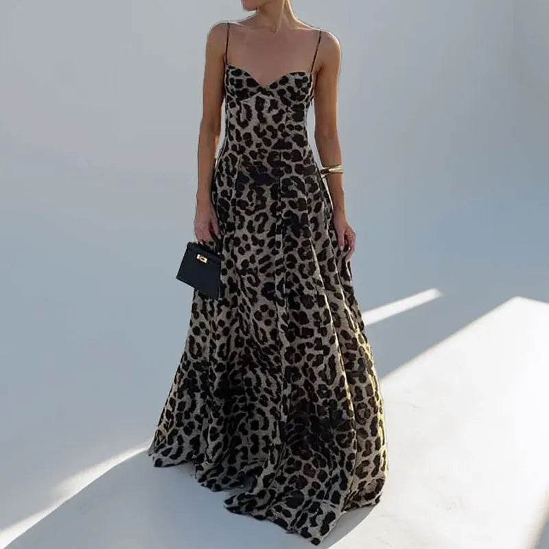 Mila Vintage Leopard Print Maxi Dress