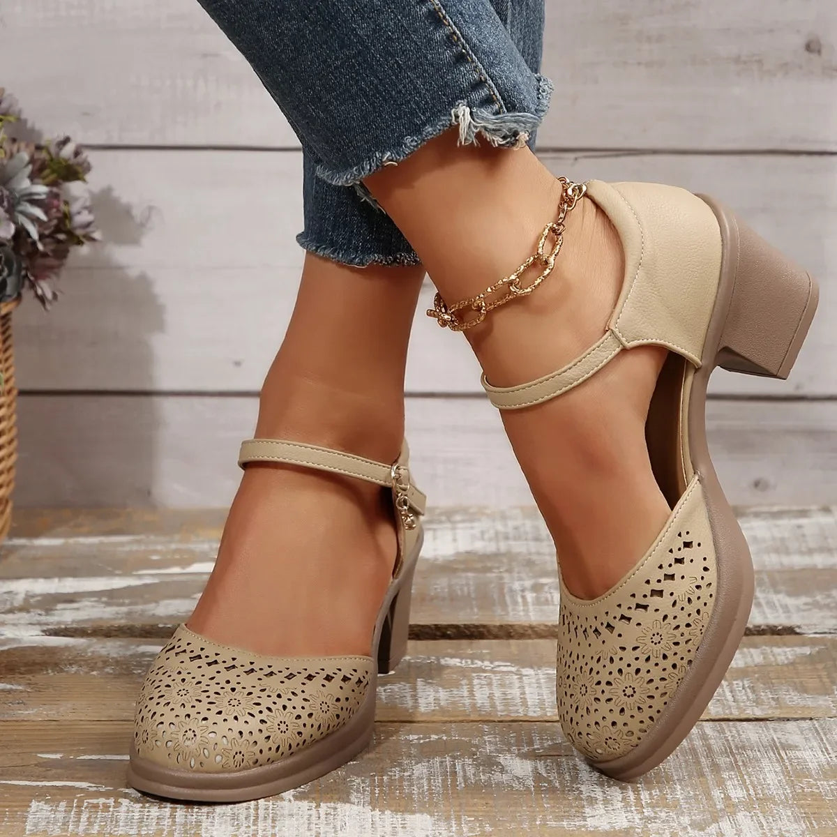 Sienna Hollow Strap Heels