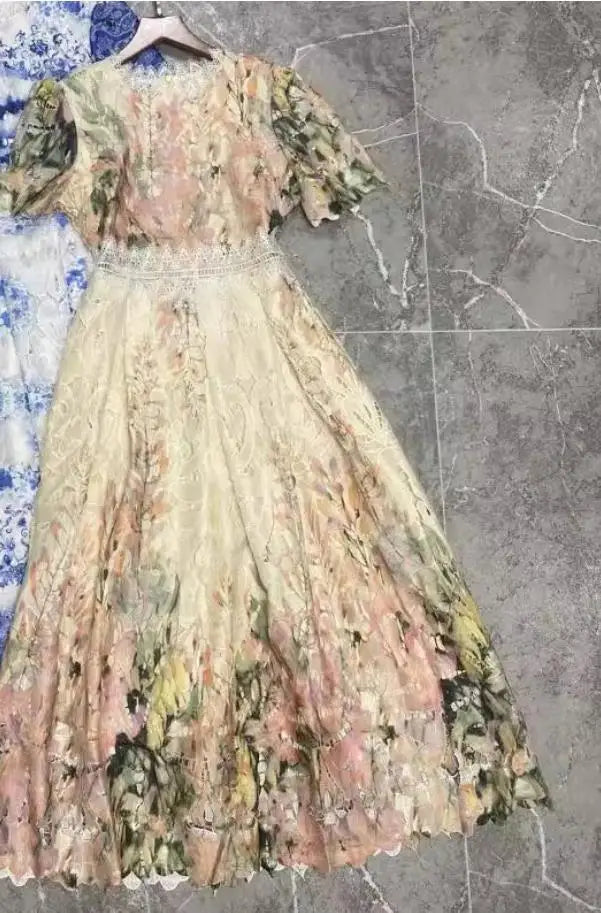 Camille Vintage Lace Midi Dress