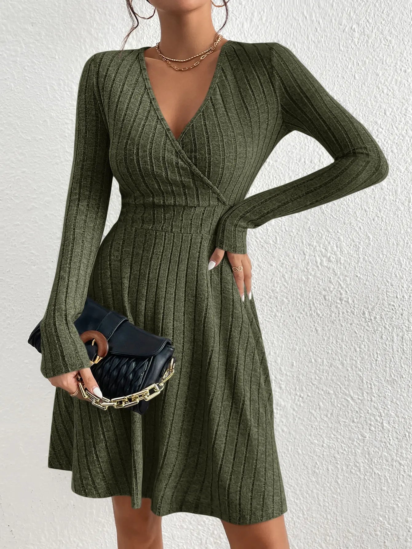 Elena Ribbed Knit Wrap Dress