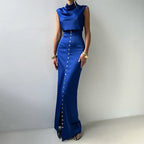 Serena Draped Satin Two-Piece