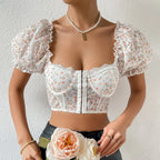 Ava Pearl Lace Crop Top