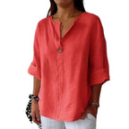 Lila Effortless Linen Button-Up Top
