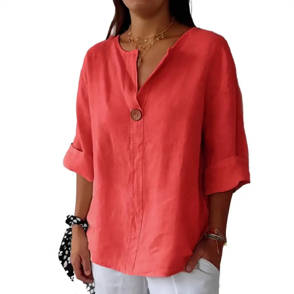 Lila Effortless Linen Button-Up Top