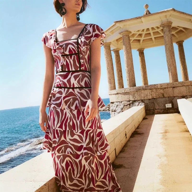 Elise Elegant Ruffle A-Line Dress