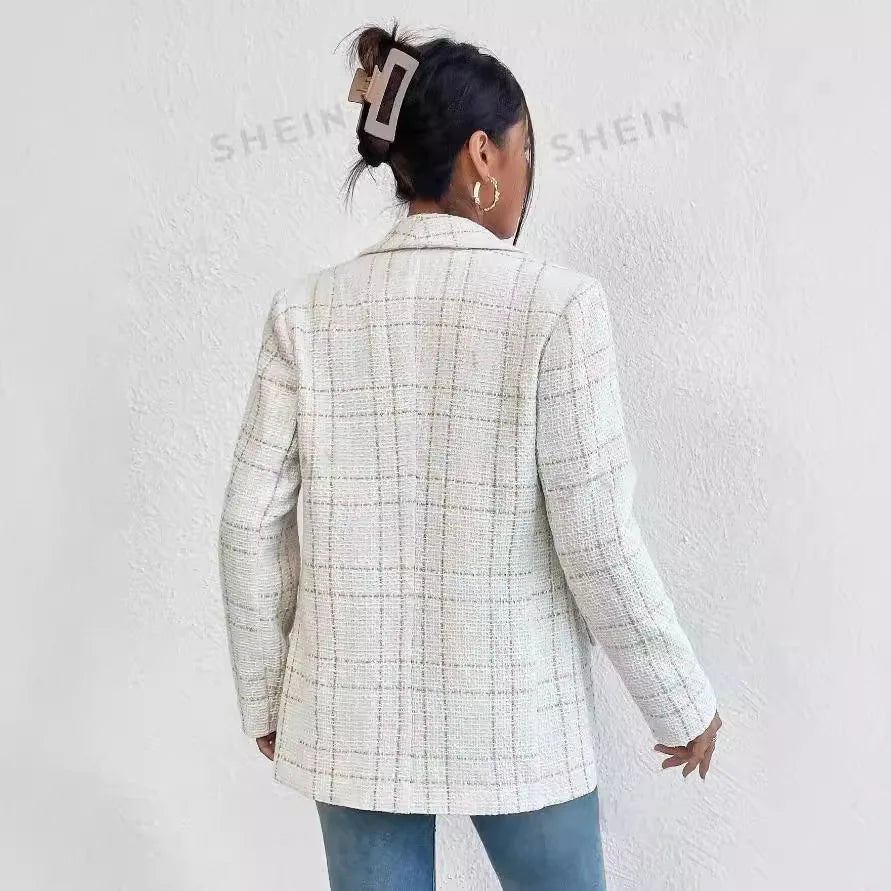 Vivienne Plaid Double-Breasted Blazer