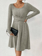 Isabella Ribbed Knit Flare Midi Dress