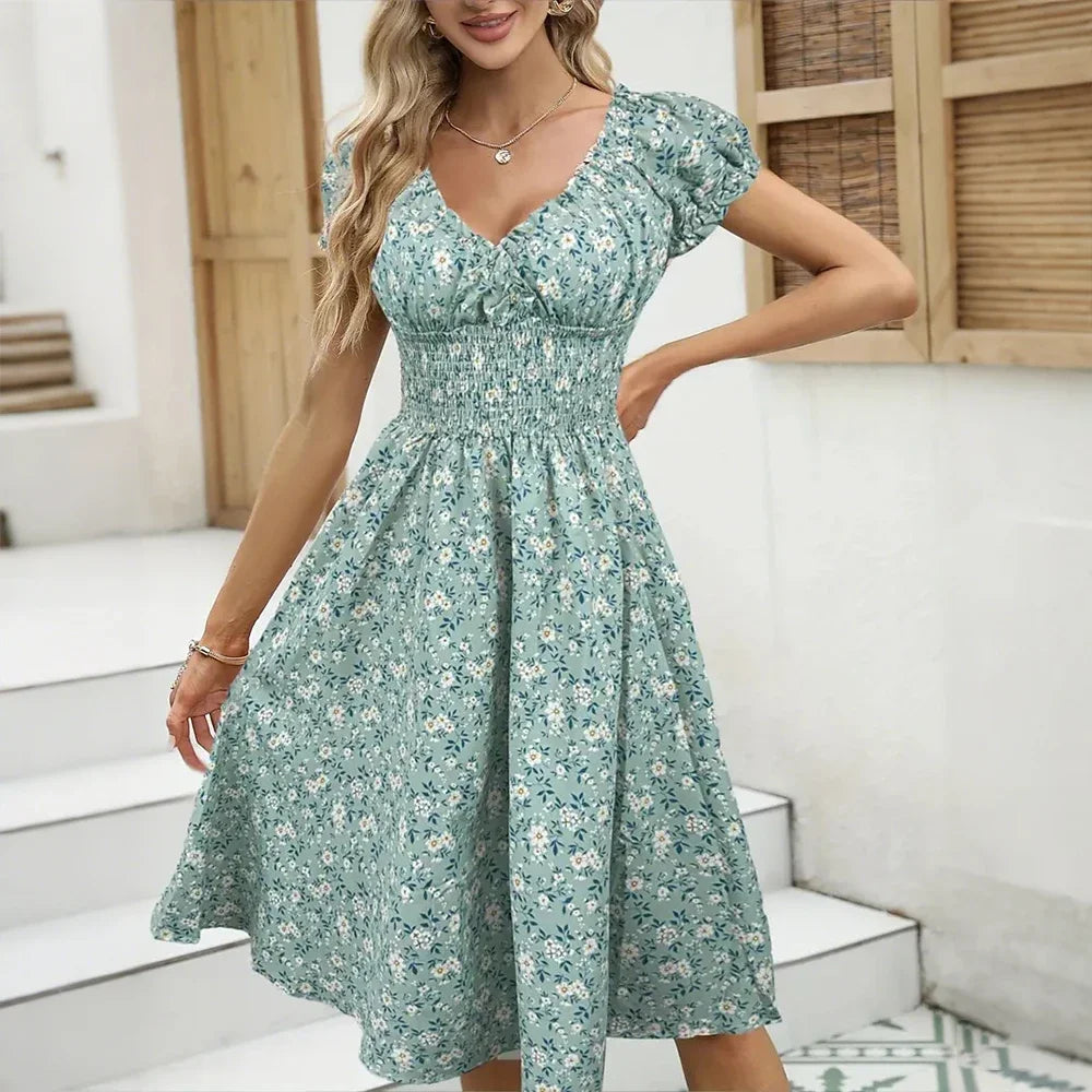 Lilah Floral Smock Midi Dress