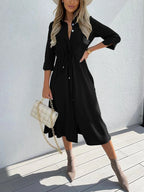 Caroline Drawstring Midi Shirt Dress