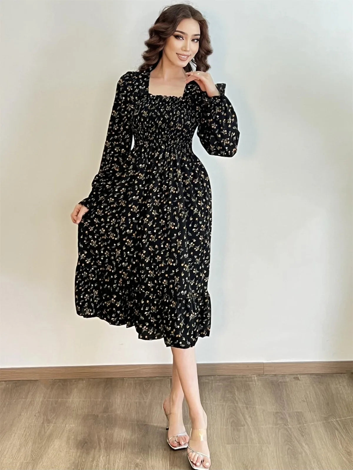 Marielle Floral Lace-Up Midi