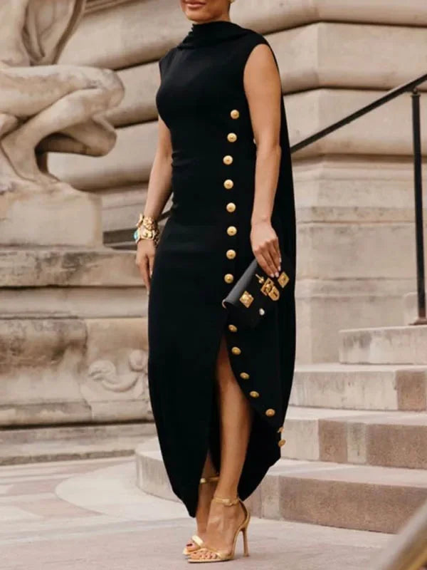 Clara Cape-Detail Sculpted Maxi Dress